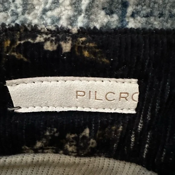 Pilcro Black Corduroy Floral Straight Leg Elevated Statement Pants - Picture 7 of 13